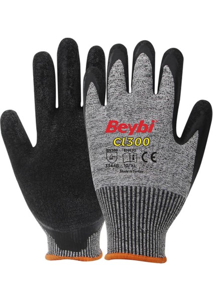 Beybi CL300 10 Beden 12LI Çift Lateks Kaplı (Aşınma,bıçakla Kesilme,delinme ve Kesilmeye Dirençlidir