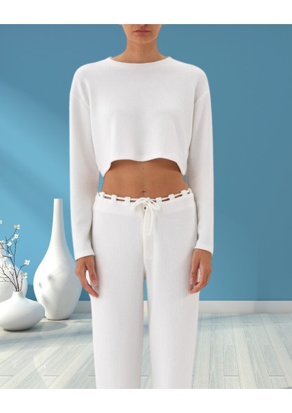 xint Kadın Ekru Esnek Dokulu Regular Fit Kısa Etek Düşük Omuz Bluz