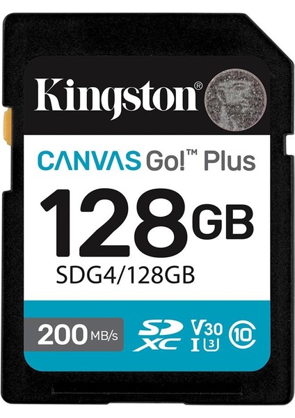 Kingston SDG4-128GB 128GB Sdxc Canvas Go Plus Gen4 200MB-S C10 Uhs-I U3 V30 Hafıza Kartı