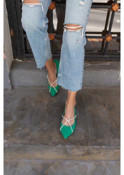 Sara Kadin Yeşil Tas Detay Babet indirimleri