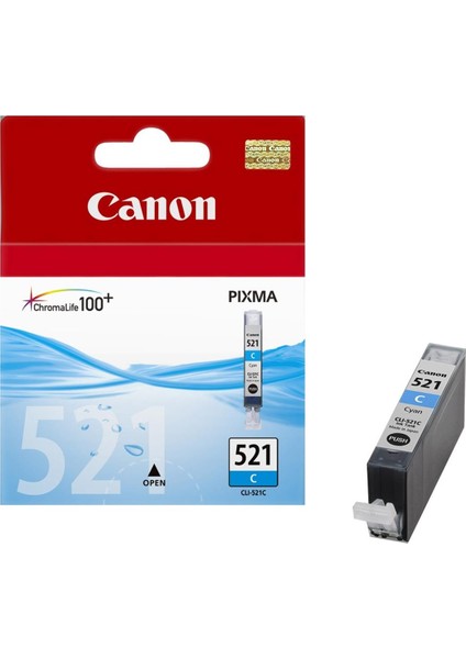 Canon CLI-521C Cyan Mavi Mürekkep Kartuş MP260-540-550-560-620-630 MX860-870