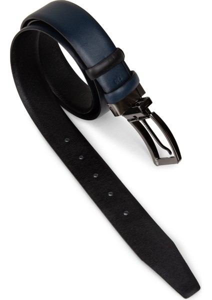 Hakiki Deri Lacivert - Siyah Çift Taraflı Erkek Kemer - TB003MLCVW01 modelleri