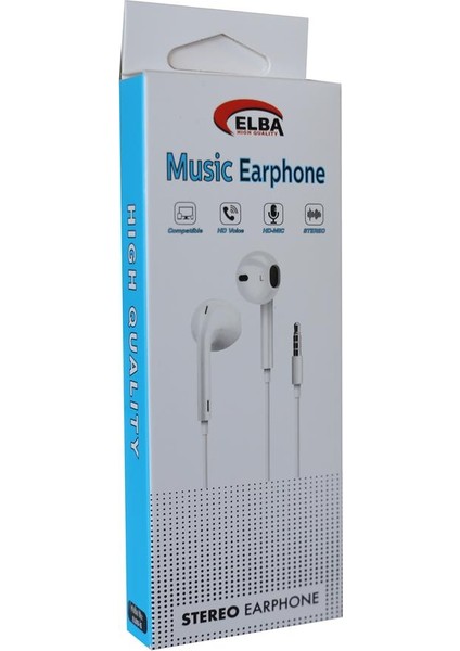 Elba ELB19-İ5 Beyaz Kablolu Kulakiçi Mikrofonlu Kulaklık Aux