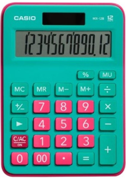 Casio MX-12B-GNRD Yeşil+Pembe 12 Hane Masa Üstü Hesap Makinesi