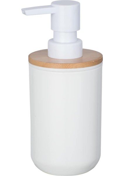 Posa Sabunluk, Sıvı Sabun, Losyon Veya Deterjan Için Doldurulabilir Pompalı Dağıtıcı, Sürdürülebilir Bambu Desenli Beyaz Plastik, (G x Y x D): 7 x 16,5 x 8 Cm, Kapasite Yaklaşık 330 ml