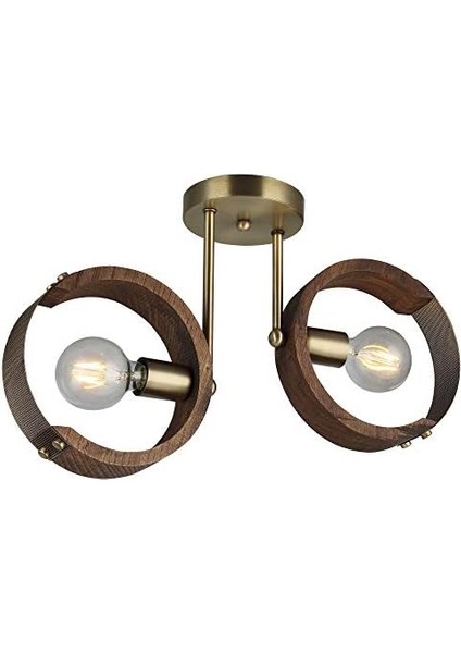 Manya 2'li Ahşapli Eskitme Plafonyer 2 x E27 modelleri