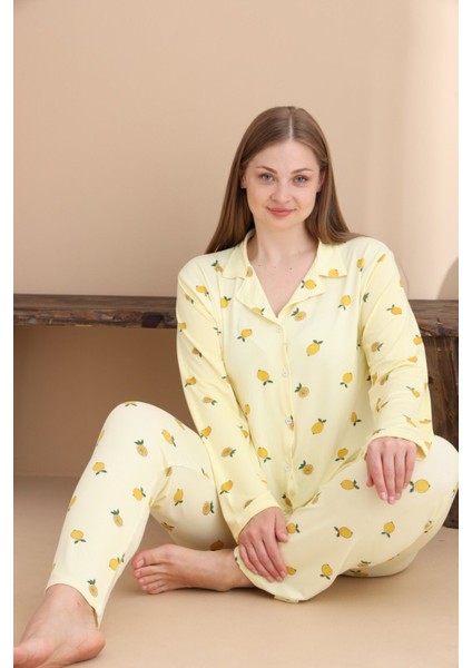 Pamuklu Uzun Kollu Pijama Takımı