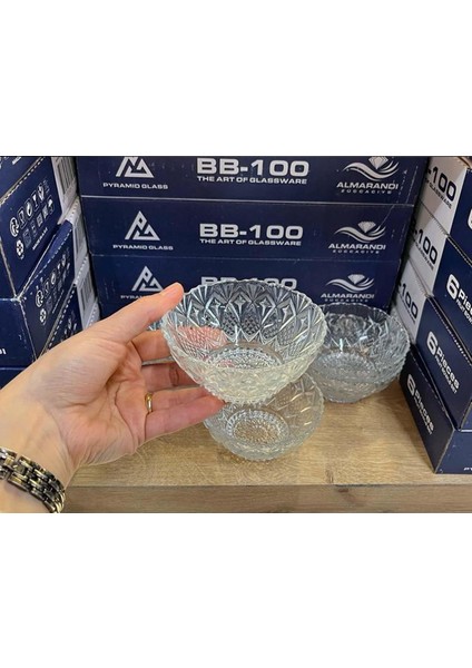 6'lı Cam Kase Kesme Kase Çerezlik Sosluk