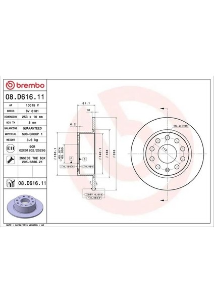 08D61611 Arka Fren Diski 5Q0615601C 5QD615601B (2 Adet Fiyatıdır)