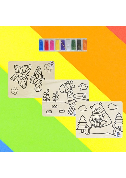 10’lu A4 Büyük Boy Erkek Çocuk Temalı Kum Boyama Seti – Eğlenceli Aktivite & Hobi fırsatları