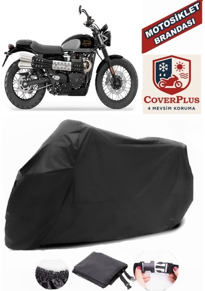 Triumph Street Scrambler Motor Brandası Siyah Motorsiket Brandası Motor Örtüsü Çadır Su Geçirmez Motosiklet Kılıfı Motor Brandası