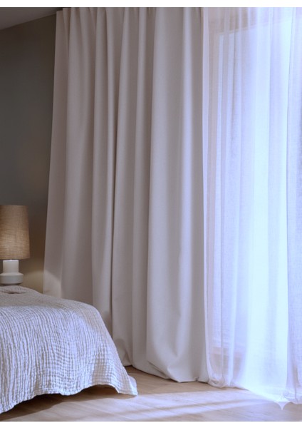 Koyu Krem - Kadife Karartma Perde Blackout -Tek Kanat - KDF100