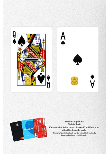 Iskambil Kâğıdı Kraliçe Maça ve Maça As Kredi Kartı Kaplama & Sticker