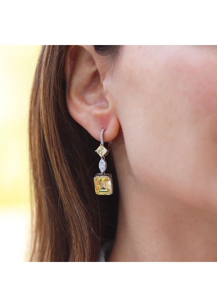 Baget Sitrin Taşlı Gümüş Küpe fiyatları