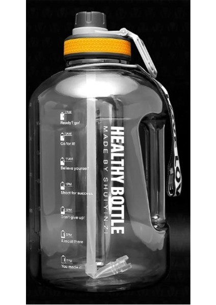 Valletta VLT1260 2.5lt Winta Motivasyonlu Sporcu Su Matarası Siyah Çantalı