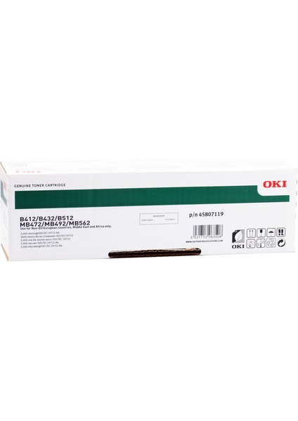 Okı 45807102 Yazıcı Toneri Siyah - B412 B432 B512 MB472 MB492 MB562 - 3.000 Sayfa