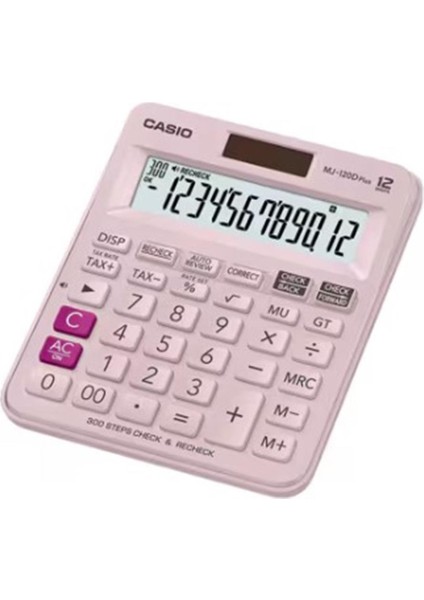 Casio MJ-120D Plus Pembe Işlem Kontrollü 12 Hane Masa Üstü Hesap Makinesi