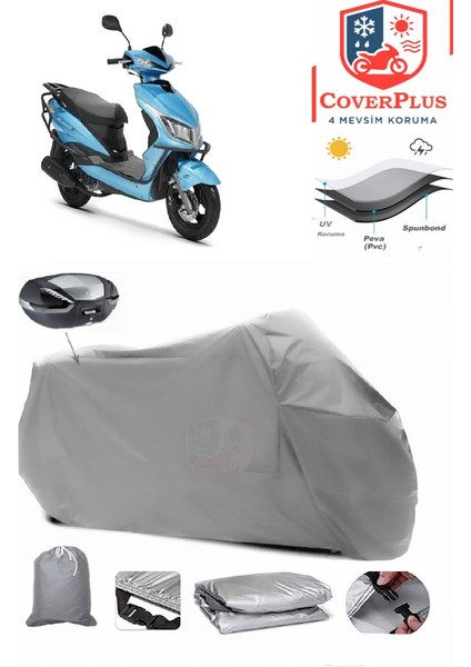 Kuba Rosewood Motor Brandası Gri Arka Çanta Uyumlu Motorsiket Brandası Motor Örtüsü Çadır Su Geçirmez Motosiklet Kılıfı Motor Brandası