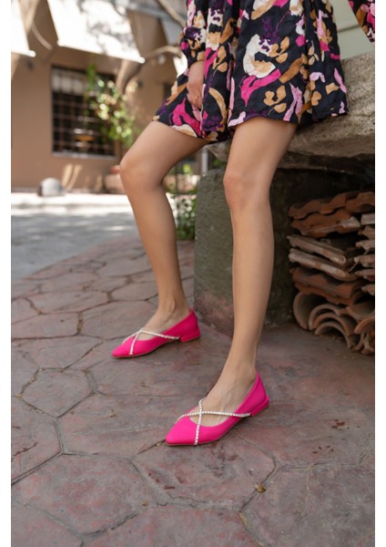 Sara Kadin Fusya Taş Detay Babet fiyatları