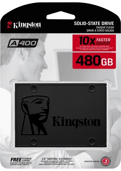 Kingston 480GB Ssdnow A400 2.5" Sata3 SSD 500-450 (SA400S37-480) Harddisk