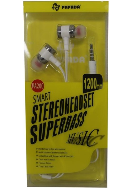 Megatech Papada PA200 Beyaz Renk Mikrofonlu Kulaklık