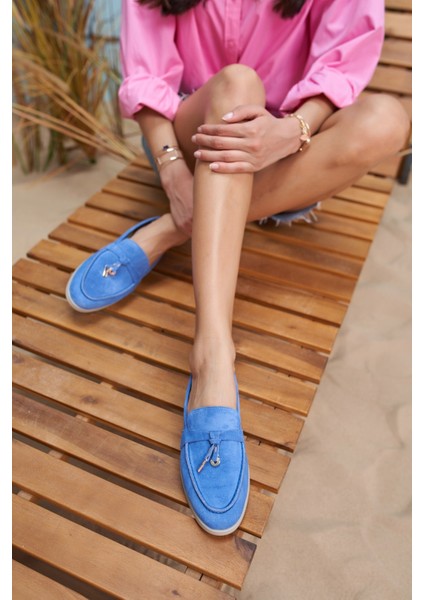 Furry Kadın Mavi Gercek Suet Ayakkabi fırsatları