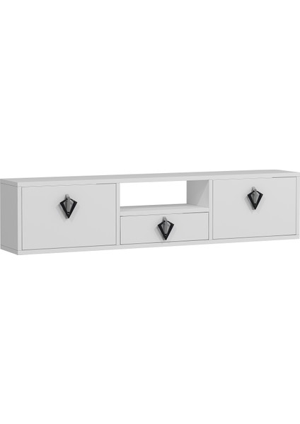 1314DROPDD-32 Duvara Montaj Tv Sehpası-Beyaz-Gümüş fiyatları