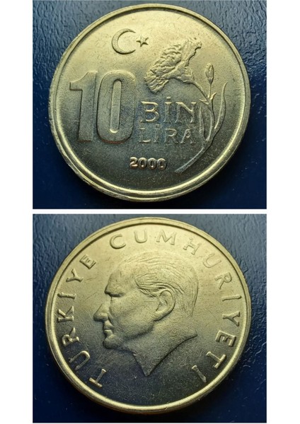 3996368F559EC07979 2000 Yılı 10.000 Lira Çil Eski Madeni Para