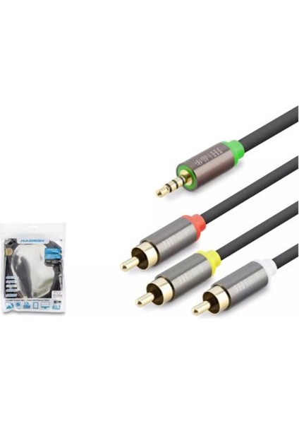 Hadron HDX1065 3.5mm To 3rca Kablo 2lıne Gold 3m Siyah