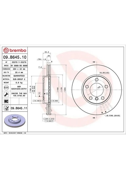 09B64511 Fren Diski On 34119804828 34119811537 (2 Adet Fiyatıdır)