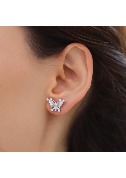 Kelebek Taşlı Gümüş Küpe modelleri