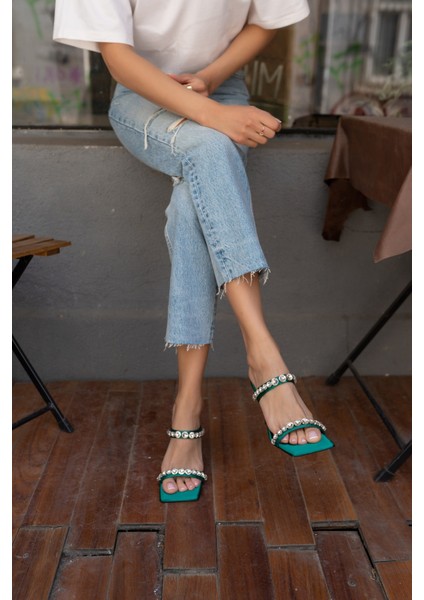 Branko Kadin Yeşil Taş Detay Topuklu Ayakkabi modelleri