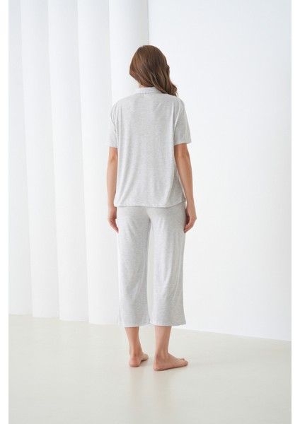 Kadın Pamuk Gömlek Kapri Şık Casual Curve Alt Üst Gecelik Takımı modelleri