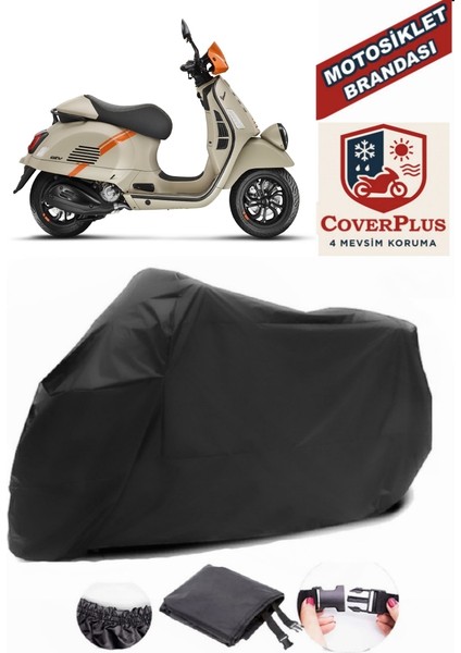 Vespa Gtv 300 Ie Motor Brandası Siyah Motorsiket Brandası Motor Örtüsü Çadır Su Geçirmez Motosiklet Kılıfı Motor Brandası