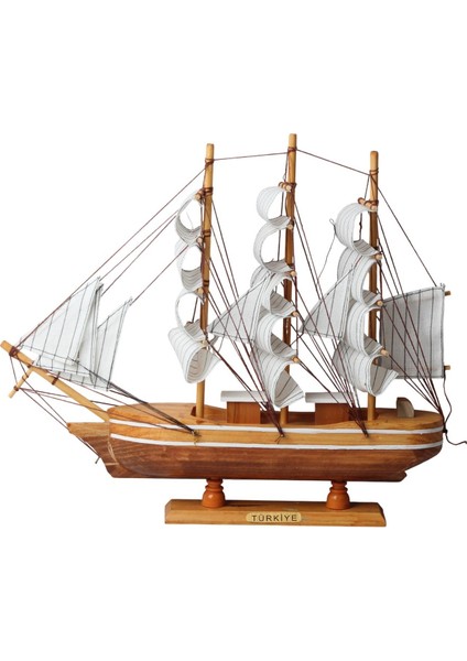 Dekoratif Ahşap El Yapımı Yelkenli Gemi Maketi Masaüstü Biblo Ev Ofis Hediyesi 40 Cm. Model B fiyatları