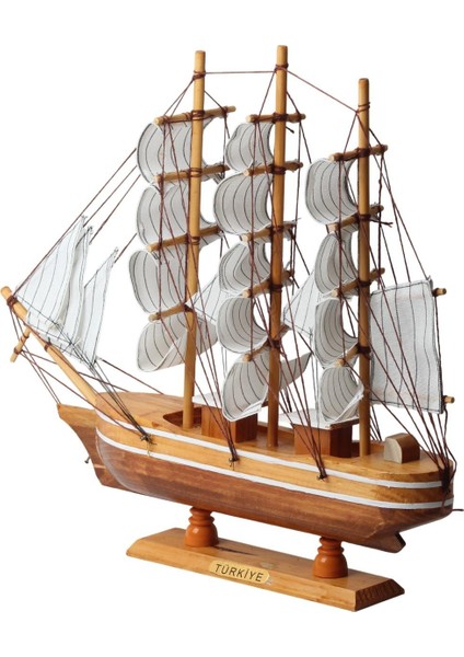 Dekoratif Ahşap El Yapımı Yelkenli Gemi Maketi Masaüstü Biblo Ev Ofis Hediyesi 40 Cm. Model B fırsatları