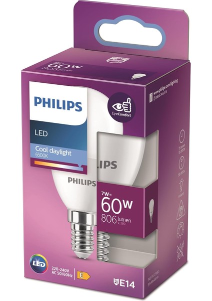 LED 60W P48 E14 Beyaz Işık Dim Edilmez Ampul