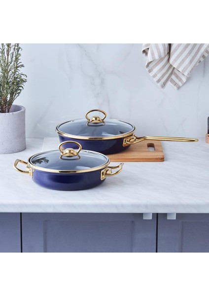 Piraye Tava-Sahan Seti Kapaklı Lacivert