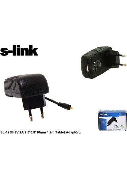 S-Link SL-125B 9V 2A 2.5-0.8-10MM 1.2 Tablet Adaptörü