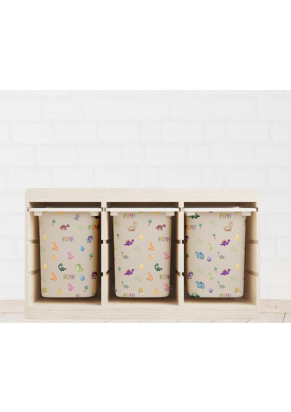 Trofast Dinazor Temalı Sticker - Çocuk Odası Oyuncak Düzenleme Etiketi - Dayanıklı Folyo fiyatları