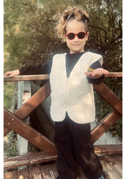 Unisex Çocuk Fermuarlı Cepli Peluş Yelek modelleri