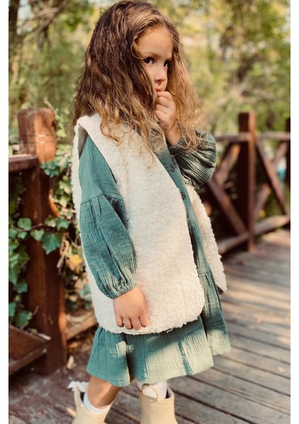 Unisex Çocuk Fermuarlı Cepli Peluş Yelek fırsatları