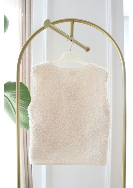 Unisex Çocuk Fermuarlı Cepli Peluş Yelek