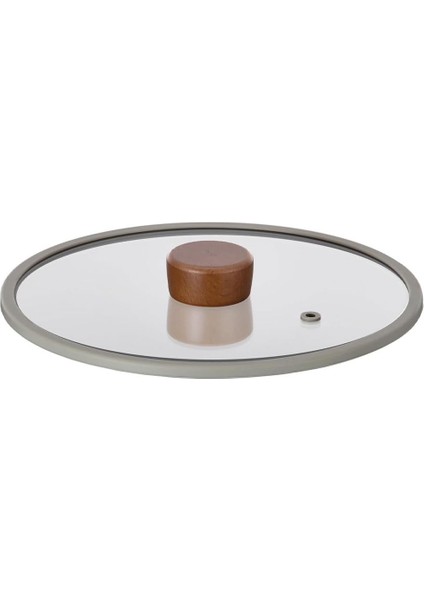 Fika 24CM Düz Silikon Çerçeveli Cam Kapak Gri