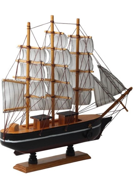 Dekoratif Ahşap El Yapımı Yelkenli Gemi Maketi Masaüstü Biblo Ev Ofis Hediyesi 40 Cm. Model E indirimleri