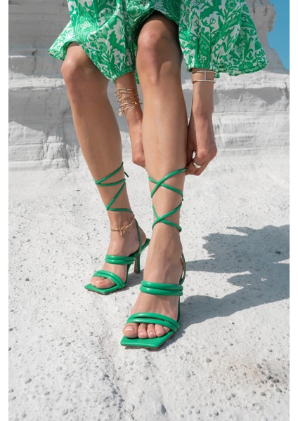 Franc Kadin Çimen Yeşil Topuklu Sandalet fiyatları