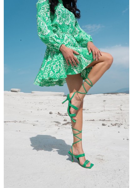 Franc Kadin Çimen Yeşil Topuklu Sandalet modelleri