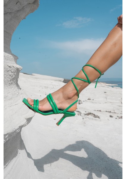 Franc Kadin Çimen Yeşil Topuklu Sandalet indirimleri