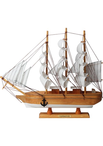 Dekoratif Ahşap El Yapımı Yelkenli Gemi Maketi Masaüstü Biblo Ev Ofis Hediyesi 40 Cm. Model A fiyatları