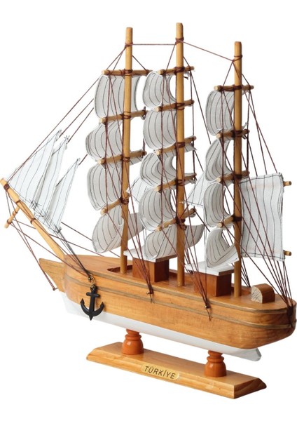 Dekoratif Ahşap El Yapımı Yelkenli Gemi Maketi Masaüstü Biblo Ev Ofis Hediyesi 40 Cm. Model A fırsatları